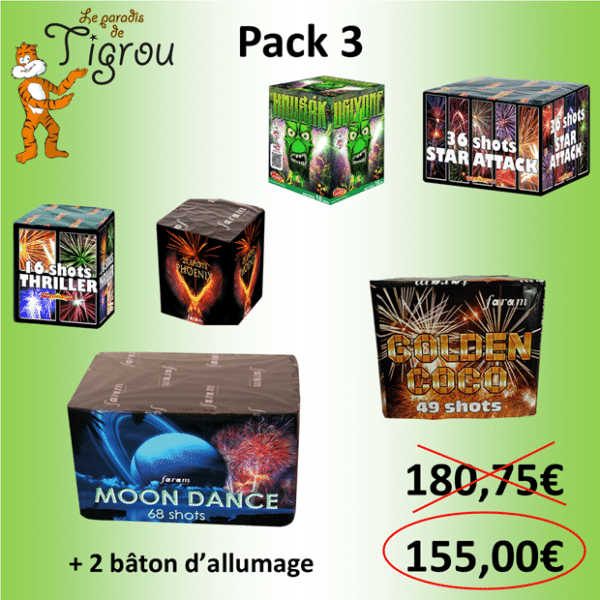 Packshot d'un assortiment de feux d'artifice - Pack 2+2
