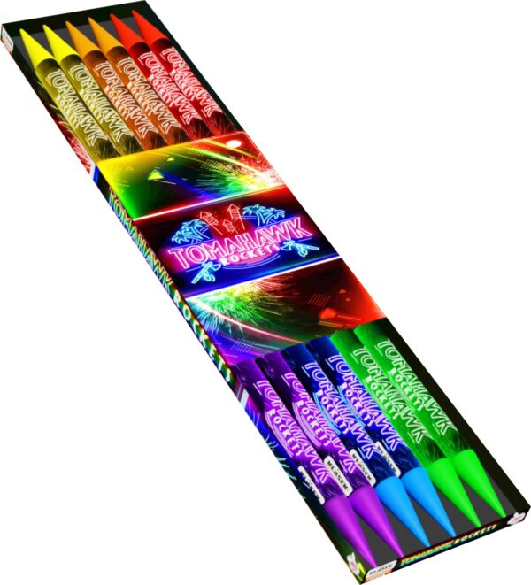 Packshot d'un assortiment de de fusées feux d'artifice - Tomahawk