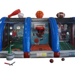 Le jeu multi-game propose trois sports interactifs : base-ball, basket et rugby. Adapté à tous les âges. Idéal pour tous les événement.