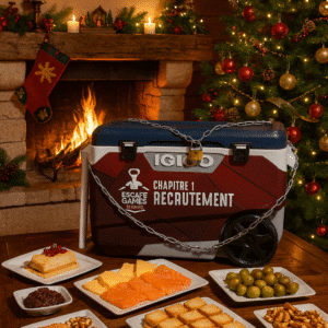 Une Escape Box spéciale fêtes de fin d’année, entourée d’un apéritif gourmand composé de foie gras, saumon fumé, toasts, fromages, olives, noix, tapenades et boissons festives, au cœur d’une ambiance chaleureuse et lumineuse.